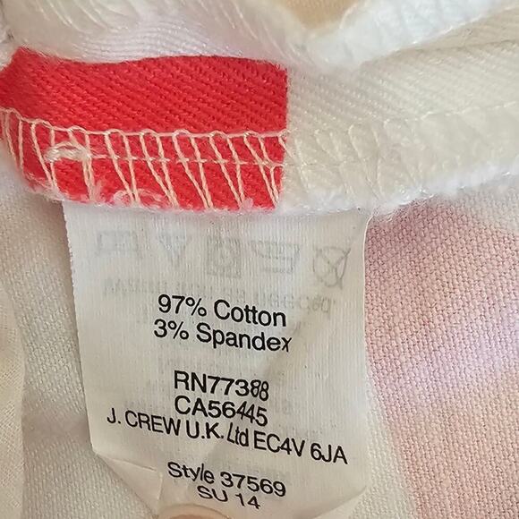 J.Crew Printed Stretch Chino Shorts White/Coral Size 8 - Picture 5 of 5